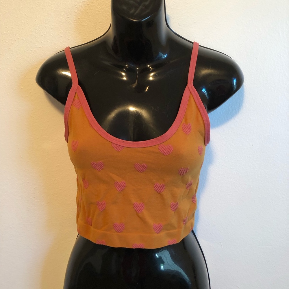 Urban Outfitters Heart Pattern Bandeau - bralette top Orange and Pink M/L